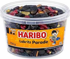 „Haribo Licorice Parade“ 750 g skardinė – didelis saldymedžio mišinys – laikymo dėžutė – 2 vnt. rinkinys (2 x 750 g) + „minafood“ užrašų knygelė