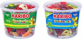 „Haribo“ vakarėlių dėžutės rinkinys – „Phantasia“ ir „Colourful Round“ po 750 g – vaisių guminukų rinkinys, tinkamas vegetarams – didelė saldainių dėžutė vakarėliams ir užkandžiams + „minafood“ užrašų knygelė