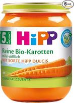 „HiPP Pure“ ekologiškos morkos (veislė „Dulcis“) (6 x 125 g), kūdikių maisto stiklainiai nuo 5 mėnesių, be glitimo, be pridėtos druskos, skirti pradiniam maitinimui