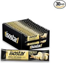 „Isostar Energy Sport Bar“ su grūdais ir bananais – energetinis batonėlis su angliavandeniais ir vitaminais B1, B2, B6, C, E bei PP – skirtas bėgimui, dviračių sportui ir takų bėgimui – 30 vnt. po 40 g