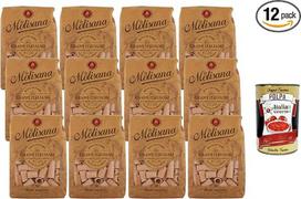 „Italian Gourmet“ rinkinys: „Mezzi Rigatoni“ iš itališkų kietųjų kviečių, 12 x 500 g + nemokama „Italian Gourmet Polpa“ – pilno grūdo vamzdeliniai makaronai Nr. 32, pagal pakuotės informaciją turintys daug ląstelienos, skirti padažams, ragù ir atsargoms