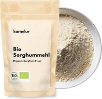 „Kamelur“ ekologiški balti sorgo miltai (1 kg) – ekologiški sorgo miltai „Jowar“, pagaminti iš kontroliuojamo ekologiško auginimo derliaus