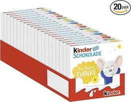 „Kinder Chocolate“ – pieno šokolado plytelės su pieno kremo įdaru – 20 pakuočių po 4 atskiras plyteles (20 x 50 g)