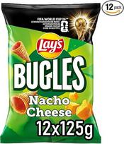 „Lay's Bugles Nacho Cheese“ – sotus kukurūzų užkandis su sūrio skoniu (12 x 125 g) (pakuotės dizainas gali skirtis)