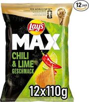 „Lay's Max“ „Lay's Max“ su čili ir laimo skonio – traškūs bulvių traškučiai, užtikrinantys sėkmingą vakarėlį (12 x 110 g) (pakuotės dizainas gali skirtis)
