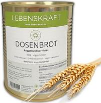 „Lebenskraft“ konservuota duona, rugių pilno grūdo duona, 1 skardinė 350 g, ilgai išsilaikanti konservuota duona, be kvietinių miltų, veganiška, be laktozės