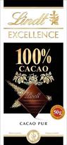 „Lindt“ šokoladas | „EXCELLENCE“ plytelė 100 % | 50 g | Ypač plonas, subtilaus kartumo šokoladas su intensyviu kakavos skoniu | Veganiška šokolado plytelė