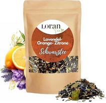 „Loran Tee“ – juodoji arbata su levandų, apelsinų ir citrinų aromatu, 100 g, aukščiausios kokybės, Ceilono arbata, supakuota į maišelį su užtrauktuku, „Early Grey“, bergamotė, alyviniai žiedai