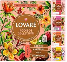 „LOVARE“ rooibos arbatos rinkinys | 32 arbatos maišeliai (4 rūšys po 8 maišelių) | Rooibos arbata su avietėmis, datulėmis, citrinžole ir gryna rooibos arbata | 48 g