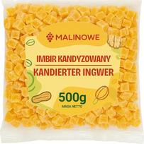 „Malinowe“ cukruotas imbieras, 500 g, imbiero kubeliai