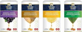 „Manuka Health“ medaus pastilės, mišri dėžutė su 4 rūšimis: juodųjų serbentų, propolio, citrinų, imbiero ir citrinų (4 x 100 g)