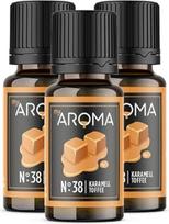 „myAROMA“ skonio lašai – karamelė, 3 x 10 ml, skonio lašai be cukraus, be kalorijų ir veganiški, natūralus maisto aromatas be dirbtinių dažiklių, skirtas kepimui, maistui ir gėrimams, Nr. 38
