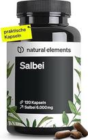„Natural Elements“ šalavijas – 120 kapsulių – 6000 mg vienoje paros dozėje – šalavijo ekstraktas 10:1 – tinka veganams, didelė dozė, be nereikalingų priedų – pagaminta Vokietijoje ir ištirta laboratorijoje