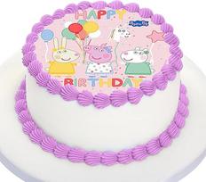 „Peppa Pig“ torto papuošalas, valgomasis papuošalas tortams ir pyragams, „Peppa Pig“ teminės gimtadienio šventės torto papuošalas, 20 cm, pagamintas iš cukraus popieriaus
