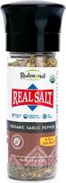 „Real Salt Seasonings“ ekologiškos česnako ir pipirų druskos, 93 g, su malūnėliu – natūrali maistinė druska iš senovinės jūros Jutoje, su aromatingomis ekologiškomis žolelėmis, česnaku ir pipirais, turtinga mineralais