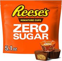 „REESE'S Zero Sugar Miniatures“ pieno šokolado ir žemės riešutų sviesto saldainiai be cukraus, 145 ml
