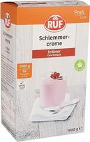 „RUF Gourmet Cream Strawberry“ – virimo nereikalaujantis desertinis miltelių mišinys didmeninėje pakuotėje, skirtas lengvam ir puriam grietinėlės desertui su braškių skoniu, be glitimo, 1 x 1000 g