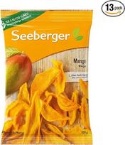 „Seeberger“ mangų rinkinys (13 vnt.): saulės glamonėti mangų džiovinti vaisių griežinėliai – vaisinis ir egzotiškas skonis – be pridėto cukraus – energingas užkandis, tinka veganams (13 x 100 g)