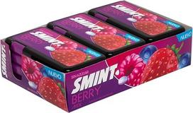 „Smint Flat Berry Mix“ – saldainiai be cukraus – raudonųjų uogų skonio – 12 dėžučių po 21 g pakuotė – švieži, vaisiniai ir be papildomų kalorijų
