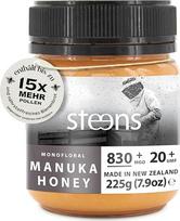 „Steens“ manukos medus MGO 830+ – 225 g gryno, neapdoroto, 100 % sertifikuoto UMF 20+ manukos medaus, kurio MGO vertė viršija 800 – išpilstytas ir užsandarintas Naujojoje Zelandijoje, 225 g