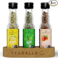 „TEABALLS“ rinkinys iš 3 ledinės arbatos pakelių su citrina, persiku ir mėtų, skirtas 225 puodeliams arbatos