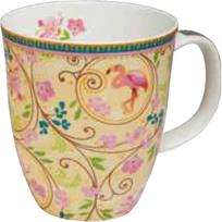 „TeaLogic“ – „White Cherry Emma“ arbatos puodelis su flamingo motyvu, pagamintas iš plonos kaulinės porcelianos (300 ml)