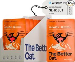 „The Better Cat“ – drėgnas maistas be grūdų su ypač dideliu mėsos kiekiu – aukščiausios kokybės kačių maistas be grūdų ir cukraus su prebiotikais (vištiena) 12 x 85 g