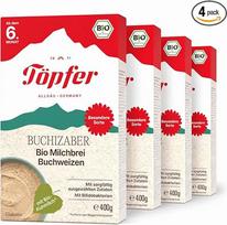 „Töpfer Buchizauber“ ekologiškos grikių pieno košės – kūdikių košės nuo 6 mėnesių – be glitimo – lengvai virškinamos – be pridėto cukraus ir be aromatinių medžiagų – 4 x 400 g