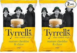 „Tyrrells“ lėtai kepti traškučiai su čedaro sūriu ir laiškiniais česnakais (1 x 150 g) (2 vnt. pakuotė)
