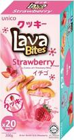 „Unico Lava Bites“ su braškėmis | 200 g | 20 atskirai supakuotų sausainių | Traškus sviestinis sausainis su kreminiu braškių „lava“ įdaru | Halal | Be konservantų