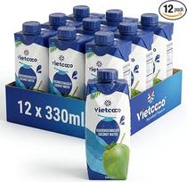 „Vietcoco“ kokosų vanduo, 12 × 330 ml – 100 % grynas kokosų vanduo – be cukraus – gausus elektrolitų ir vitamino C – gaivus skonis – mažai kalorijų – izotoninis ir skanus