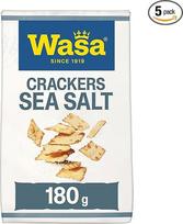 „Wasa Tasty Snacks“ krekeriai su jūros druska, 5 vnt. pakuotė, 180 g | Traškūs krekeriai su jūros druska – skanus užkandis