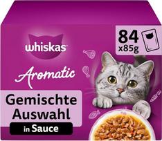„WHISKAS“ aromatinis šlapias maistas katėms padaže, 84 x 85 g, įvairių skonių rinkinys