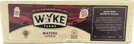„WYKE CHEDDAR“ SŪRIO BLOKAS, 2,5 kg, DOP, brandintas čedaro sūris, brandintas 12 mėnesių, angliško pjovimo sūris, puikiai tinka mėsainiams, makaronams, picai ir makaronams su sūriu