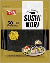 „Yaki Sushi Nori Gold“ – aukščiausios kokybės skrudinti jūros dumblių lapai | 100 % natūralūs, traškūs, tamsiai žali „nori“ | Korėjos kokybė, gamintojas „Gwangcheon Nori“ – 50 lapų – 125 g