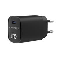Gembird TA-UC-1C-PD60LCD-01-BK 60W USB Type-C greitas įkroviklis, LCD, juodas