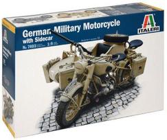 Italeri BMW R75 vokiečių karinis motociklas su lopšiu – 1:9 modelis 26,7 cm