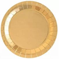 Elegantiškos auksinės spalvos popierinės lėkštės – 23 cm, 8 vnt.
