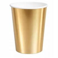 Elegantiškas auksinės spalvos popierinis puodelis – 250 ml, 6 vnt.
