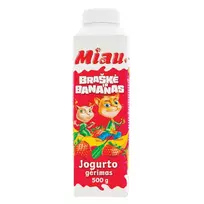 Jogurto gėrimas MIAU su braškėmis ir bananais 1,4% 500g