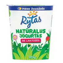 Jogurtas be laktozės RYTAS natūralus 2,5% rieb. 370g