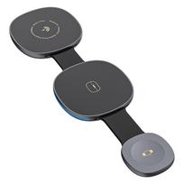 Dudao A11S 3-in-1 Wireless Charger Compatible with MagSafe Smartphone Smartwatch Headphones - Black