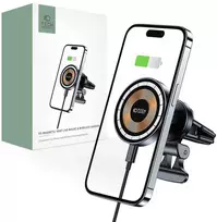 Belaidis automobilinis telefono įkroviklis 15W MagSafe Tech-Protect mm15W-V5 juodos spalvos