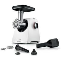 Bosch Mėsos malūnas MFWS607W, 2.1 kW, 3.5 kg/min, 2 greičiai, metalinis peilis, dešrų pildymo antgalis, saugojimas