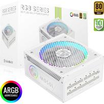 Gamemax maitinimo šaltinis RGB 1050G WH, 1050 W, Auksinis, Baltas, Pilnai modulinis, 1 x 24 pin ATX, 2 x 8 pin CPU, 2 x 8 pin PCIe