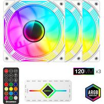 Gamemax Korpusų ventiliatorius KF300 WH, 120mm, 31.21 dBA, 44.35 cfm, 800-1600 rpm, PWM palaikymas, ARGB ventiliatorius