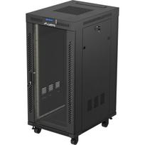 Lanberg Rack spinta 19" laisvai stovai 24U/600x800, FF01-6824-12BL, RAL 9004, 80cm, 60cm, 132cm, 4 aušinimo ventiliatoriai