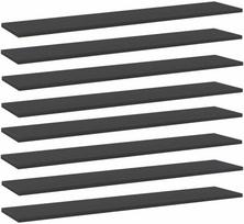 Knygų lentynos plokštės, 8vnt., pilkos, 100x20x1,5cm, MDP