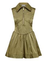 Ganni - Boa Dress In Green Nylon - Trumpa suknelė - Chaki spalva