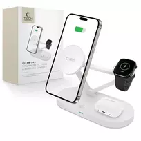 Tech-Protect QI15W-A41 3in1 belaidis įkroviklis su MagSafe for Apple Devices – baltos spalvos